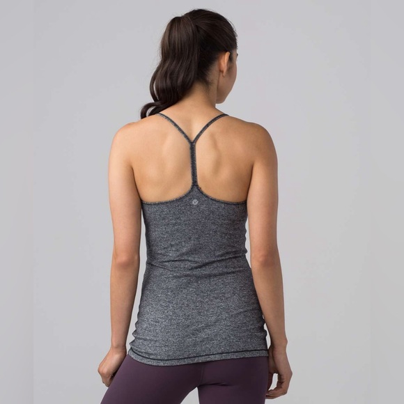 Lululemon Power Pose Tank in Heathered Black Built in Bra size 8 - Picture 1 of 6